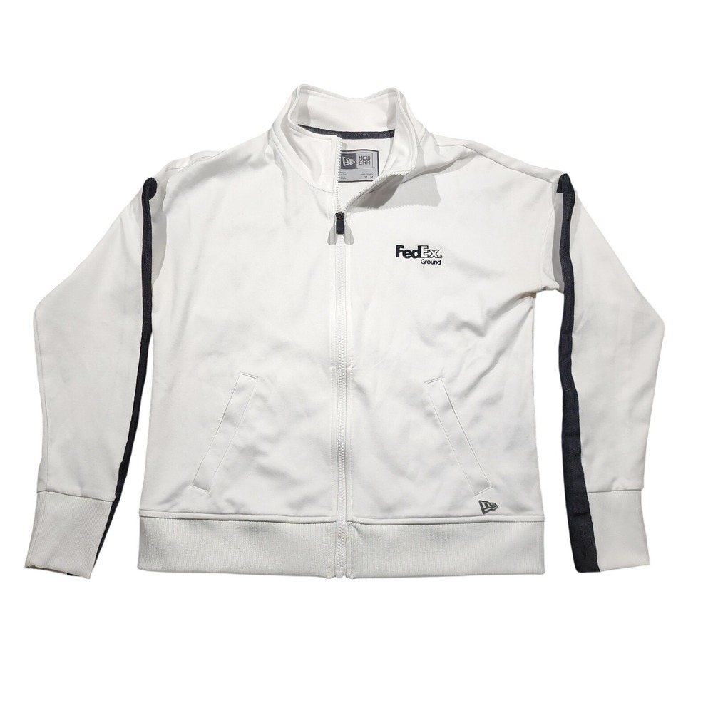 Women's New Era FedEx Ground Full Zip Track Jacket White Black Size Medium M